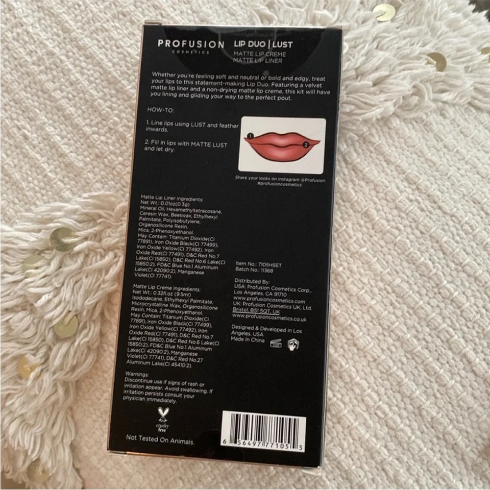 3/$15 🌸 Profusion Cosmetics Lip Duo Lust Matte Lip Cream & Matte Lip Liner Set